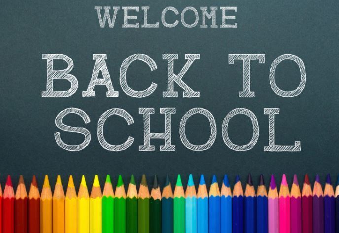 Welcome Back to School graphic above colored pencils